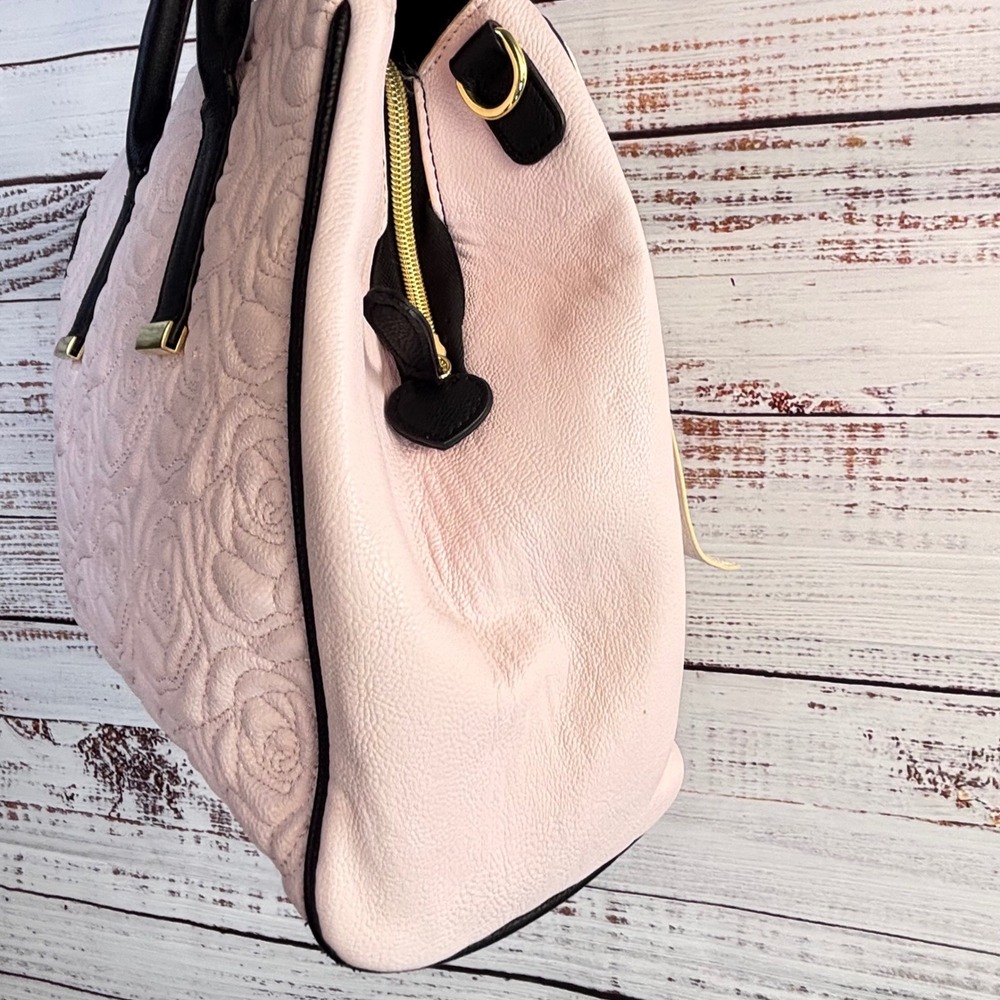 Betsey Johnson Pink Quilted‎ Rose Satchel Bag with Large Striped Bow Fairy Goth - Picture 16 of 16